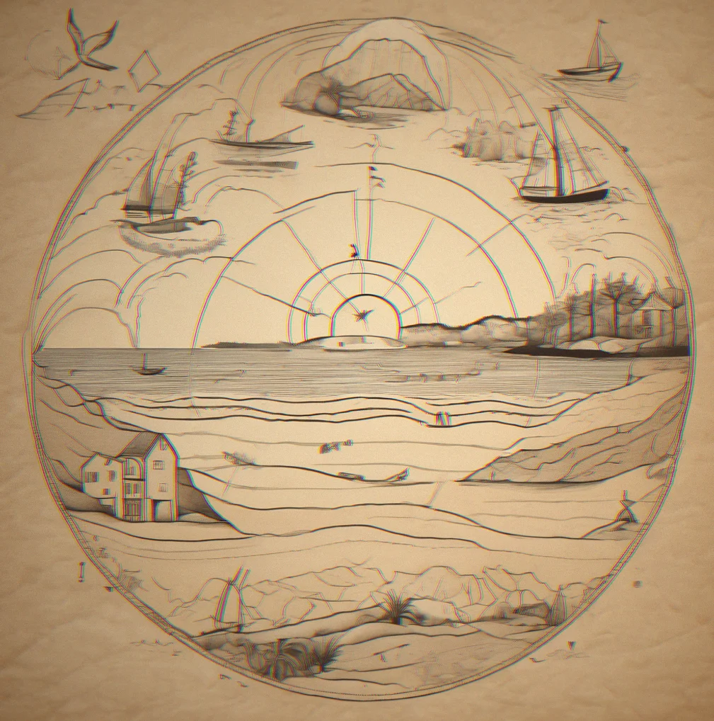 Hand-drawn transition diagram on kraft paper with circles and arrows showing seasonal progression